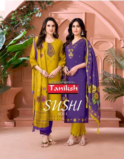 SUSHI VOL 1 BY TANIKSH DESIGNER ROMAN EMBROIDERY WORK SALWAR SUIT WHOLESALER IN INDIA